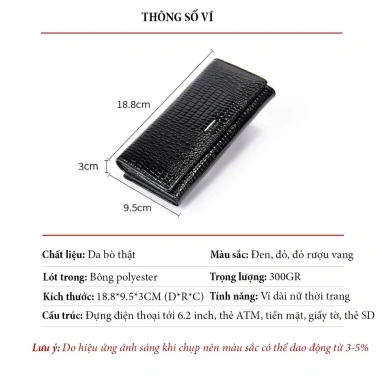 Ví nữ dài cầm tay da bò thật EDSEL cao cấp, nhiều ngăn đựng tiền, thẻ ATM, điện thoại - 550.000₫