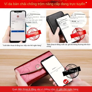 Ví nữ dài da bò thật VNU1.065 BEE GEE điện thoại, tiền, thẻ ngân hàng 385.000₫ 7