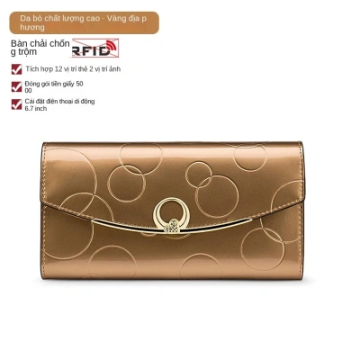 Ví nữ dài da bò thật VNU1.065 BEE GEE điện thoại, tiền, thẻ ngân hàng 385.000₫ 10