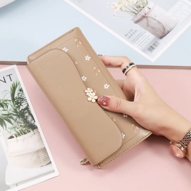 Ví nữ dài Hàn Quốc mới, họa tiết hoa dễ thương, có ngăn thẻ - Giá 279.823₫