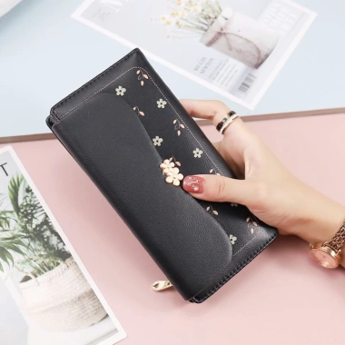Ví nữ dài Hàn Quốc mới, họa tiết hoa dễ thương, có ngăn thẻ - Giá 279.823₫