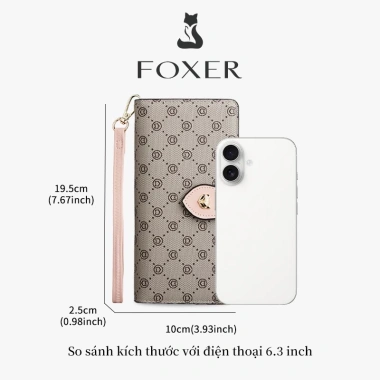 Ví nữ FOXER dài khóa kéo họa tiết in - Đựng thẻ tín dụng, tiền xu, quà tặng bé gái - Giá chỉ 359.998 VND 9