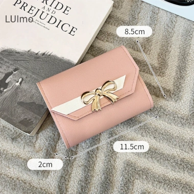 Ví Nữ Gập Lại Di Động Ngắn Tiền Xu - Nơ Dễ Thương, Túi Ly Hợp Da, Đựng Thẻ SBS 5