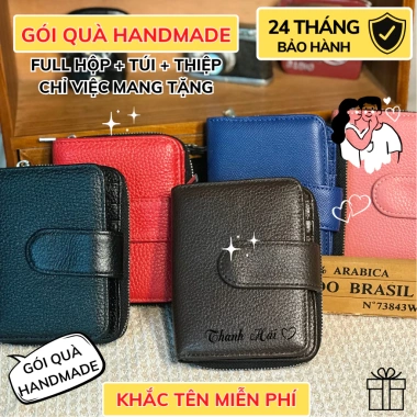 Ví nữ khắc tên LIDAN handmade vintage - Quà tặng 20/10 & 8/3, giảm giá 499k
