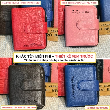 Ví nữ khắc tên LIDAN handmade vintage - Quà tặng 20/10 & 8/3, giảm giá 499k