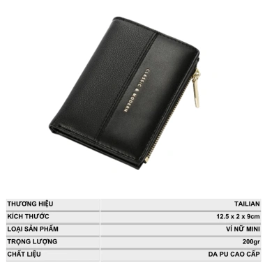 Ví Nữ Mini Cầm Tay TAILIAN Da Cao Cấp - Đựng Tiền Thẻ Nhỏ Gọn, Giá Ưu Đãi 119k 2