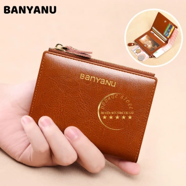 Ví nữ mini da bò gập đựng tiền BANYANU cao cấp, đầy màu, có hộp quà, giảm còn 239k 7