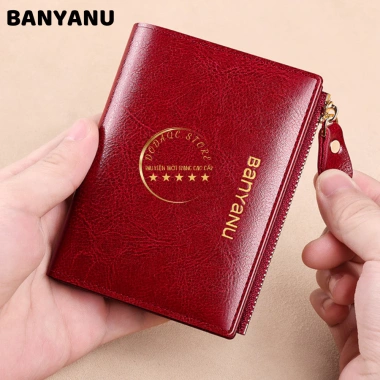 Ví nữ mini da bò gập đựng tiền BANYANU cao cấp, đầy màu, có hộp quà, giảm còn 239k 8