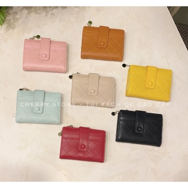 Ví nữ mini dáng ngắn thiết kế gập đôi QC L1 màu pastel xinh xắn giá 171.000₫ 2