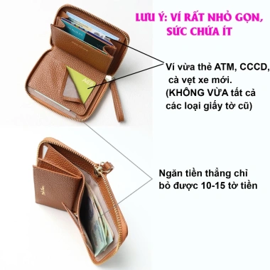 Ví Nữ Mini Khóa Zip Pink Ohara Da Bò Ngăn Tiền Thẳng, Giá 520k Giảm Đặc Biệt