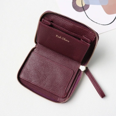 Ví Nữ Mini Khóa Zip Pink Ohara Da Bò Ngăn Tiền Thẳng, Giá 520k Giảm Đặc Biệt