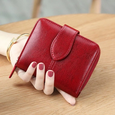 Ví Nữ Ngắn Da Bò Sáp Dầu Bóng Đẹp, Dây Kéo Khóa An Toàn, Nhỏ Gọn Trọng – Banyanu 9