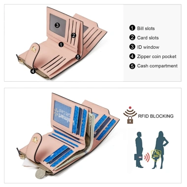 Ví nữ ngắn thời trang, bền bỉ, chống RFID - Giá ưu đãi 315.000₫
