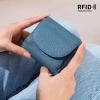 Ví nữ phong cách Nhật Bản da thật Bifold siêu mỏng RFID, mini đựng thẻ da bò