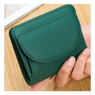 Ví nữ phong cách Nhật Bản da thật Bifold siêu mỏng RFID, mini đựng thẻ da bò 6