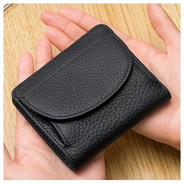 Ví nữ phong cách Nhật Bản da thật Bifold siêu mỏng RFID, mini đựng thẻ da bò 7