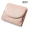 Ví nữ phong cách Nhật Bản da thật Bifold siêu mỏng RFID, mini đựng thẻ da bò 10