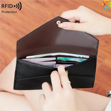 Ví Nữ RFID Chống Trộm Vải Lanchee, Siêu Mỏng, Túi Xách Di Động Đơn Giản 6