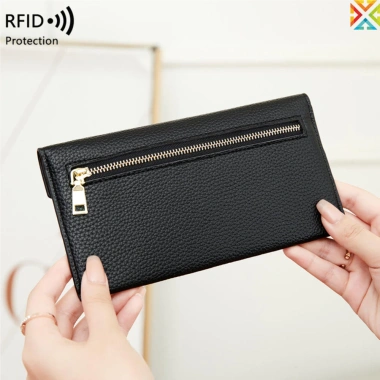 Ví Nữ RFID Chống Trộm Vải Lanchee, Siêu Mỏng, Túi Xách Di Động Đơn Giản 7