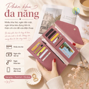Ví nữ thời trang mùa xuân hè 2.024 - Thiết kế trái tim, dây chuyền đơn giản, vải lánh đa năng, giá chỉ 39.200₫ 2