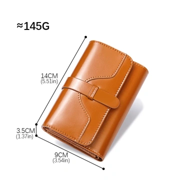 Ví RFID Da Thật Nữ Gấp Ngắn Đa Năng Chặn Thẻ Tiền Sáp Dầu - Giá 340.200₫ 2