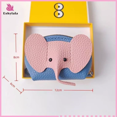 Ví tiền xu hình voi Eshylala - Hộp thẻ dây kéo da PU nữ, giá ưu đãi 55.620₫