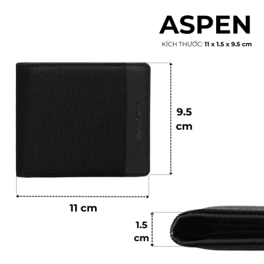 Ví Vải Ngang ASPEN Nam Nữ Da PU Nhiều Ngăn, Chống Trượt Tiền & Nước, Giá 185.000