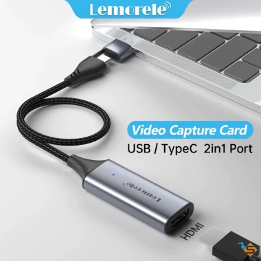 Video Capture Card Lemorele 4K HDMI sang USB-Type-C - Livestream PS4/5, PC, Laptop, Switch, giảm giá 299k