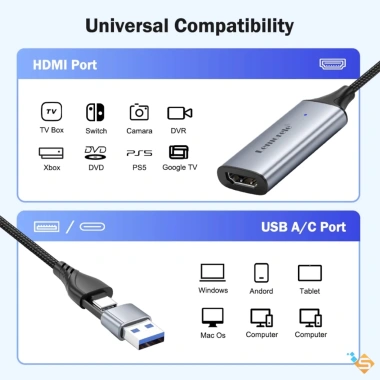 Video Capture Card Lemorele 4K HDMI sang USB-Type-C - Livestream PS4/5, PC, Laptop, Switch, giảm giá 299k 6 Video Capture Card Lemorele 4K HDMI sang USB-Type-C - Livestream PS4/5, PC, Laptop, Switch, giảm giá 299k 6
