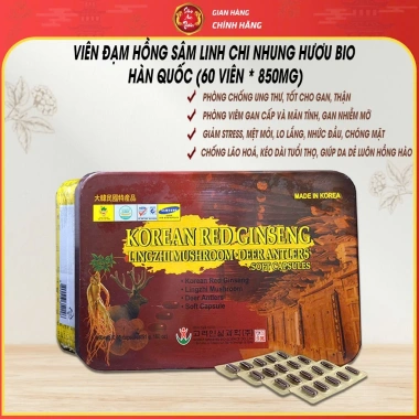 Viên Đạm Hồng Sâm Linh Chi Nhung Hươu 60 viên Bio Hàn Quốc - Giá chỉ 189.000 VND, giảm mạnh