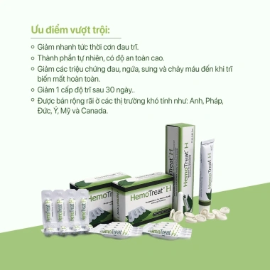 Viên đặt trĩ Hemotreat - Giảm đau rát, ngứa, hỗ trợ co búi trĩ, thảo dược an toàn 3