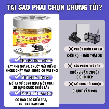 Viên đuổi chuột Nhật Bản SSW Gel & Sáp - An toàn bà bầu, trẻ em, chỉ 62.999 VND 4 Viên đuổi chuột Nhật Bản SSW Gel & Sáp - An toàn bà bầu, trẻ em, chỉ 62.999 VND 4