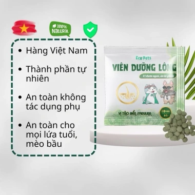 Viên Dưỡng Lông Chó Mèo Tảo Spirulina - Lông Đậm Mượt, Giảm Rụng, 18.500 VND 4 Viên Dưỡng Lông Chó Mèo Tảo Spirulina - Lông Đậm Mượt, Giảm Rụng, 18.500 VND 4