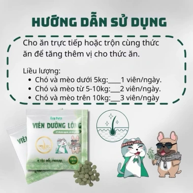 Viên Dưỡng Lông Chó Mèo Tảo Spirulina - Lông Đậm Mượt, Giảm Rụng, 18.500 VND 5 Viên Dưỡng Lông Chó Mèo Tảo Spirulina - Lông Đậm Mượt, Giảm Rụng, 18.500 VND 5