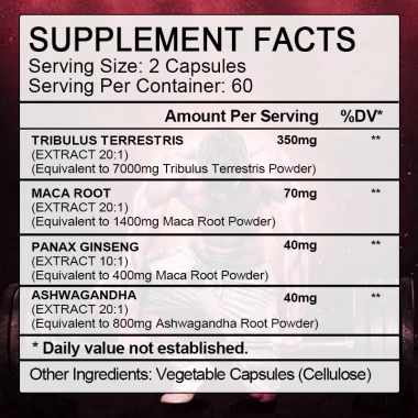 Viên nang Tribulus Terrestris + Maca cho nam nữ - Tăng năng lượng, tâm trạng, sức khỏe, hiệu suất