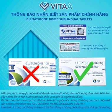Viên Ngậm Trắng Da Dưới Lưỡi Glutathione 100mg Nhập Khẩu Italy Giá Ưu Đãi 1.325.000