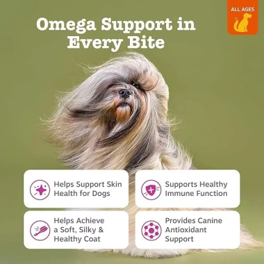 Viên nhai Vitamin Salmon Oil ZESTY PAWS 90 viên cho chó - tiêu hoá, miễn dịch, da lông, tim mạch
