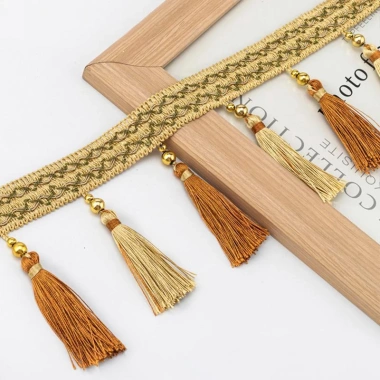 Viền Ren Vàng 1m Dài - Phụ Kiện DIY Trang Trí Gia Đình, Vải Webb Tassel