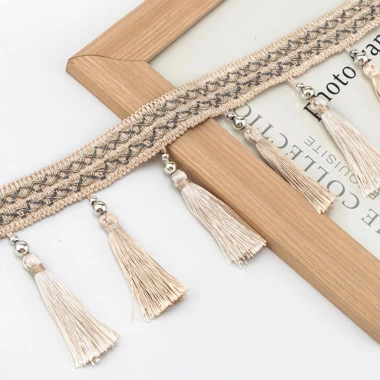 Viền Ren Vàng 1m Dài - Phụ Kiện DIY Trang Trí Gia Đình, Vải Webb Tassel