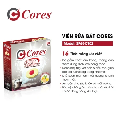 Viên Rửa Bát Cores 60 Viên + Muối Chuyên Dụng - Giá chỉ 89.000đ, sạch bát tối ưu 3