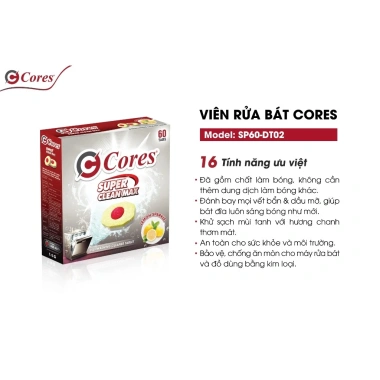 Viên Rửa Bát Cores 60 Viên + Muối Chuyên Dụng - Giá chỉ 89.000đ, sạch bát tối ưu 4