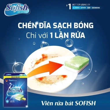 Viên Rửa Bát Sofish MAXIMUM - Tẩy Dầu Mỡ Sâu, Giặt Sạch, Giá Ưu Đãi 270.000₫