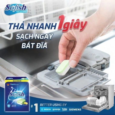 Viên Rửa Bát Sofish MAXIMUM - Tẩy Dầu Mỡ Sâu, Giặt Sạch, Giá Ưu Đãi 270.000₫