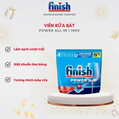 Viên rửa chén Finish Power All In One 100 viên - Đánh bay cặn bẩn, chén sáng bóng, 250.000đ