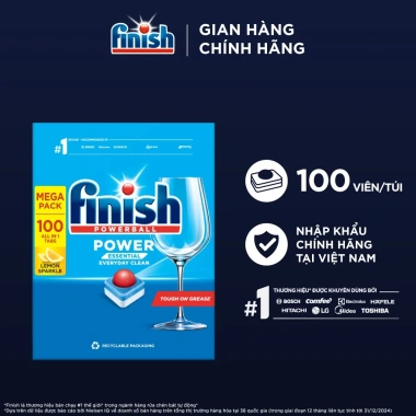 Viên Rửa Chén Finish Powerball Hương Chanh 100 viên Tiết kiệm Sạch Bóng 424.000 VND
