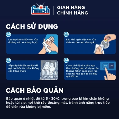 Viên Rửa Chén Finish Powerball Hương Chanh 100 viên Tiết kiệm Sạch Bóng 424.000 VND
