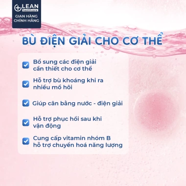 Viên sủi điện giải chanh dâu nhiệt đới Lean Sport 10 viên - chỉ 55k, năng lượng thể thao 7