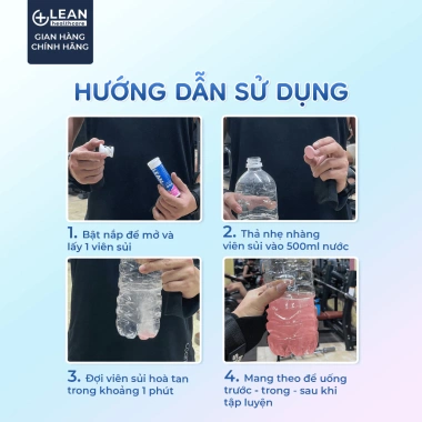 Viên sủi điện giải chanh dâu nhiệt đới Lean Sport 10 viên - chỉ 55k, năng lượng thể thao 8