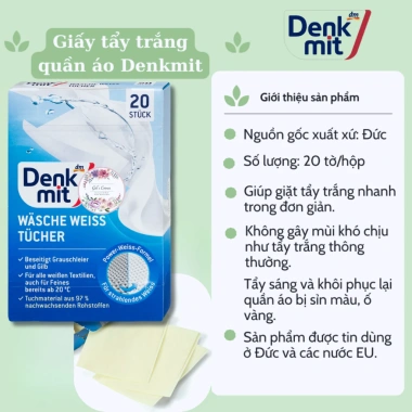 Viên tẩy lồng máy giặt Denkmit 60 viên - Vệ sinh cặn bẩn, giảm giá 55.000₫