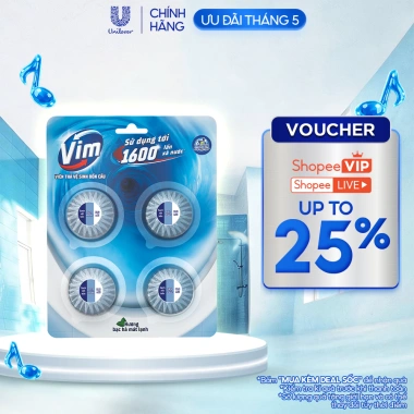 Viên Thả Vệ Sinh Bồn Cầu Vim 1.600 Lần Xả - Sạch Khuẩn, Sáng Bóng, Giá 54.000đ